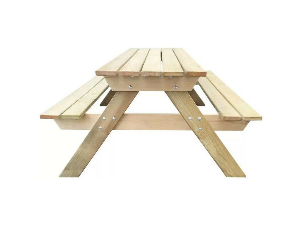 Garden table with 2 benches, solid light-impregnated pine, Nobellea PSKS24493