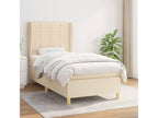 Upholstered bed base with mattress, Cream, 100x200 cm, Fabric CIGI36505