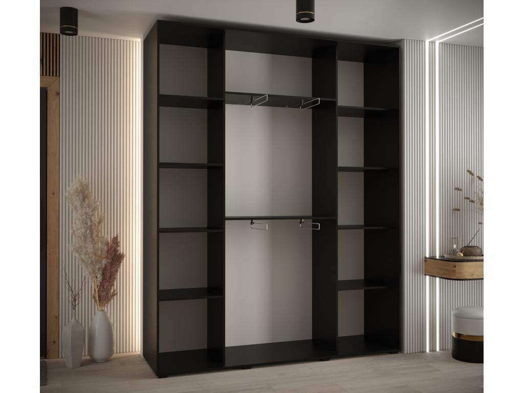 Nobellea 7 Sliding Door Wardrobe 235.2/190/45 3 Doors Black/Black/Black FWSA09636