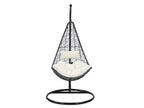Hanging chair in woven resin - Black with white cushions - Boisona IRTN20658