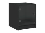 Bedside tables with glass doors, 2 pcs, black, 35x37x42 cm, NANR04581