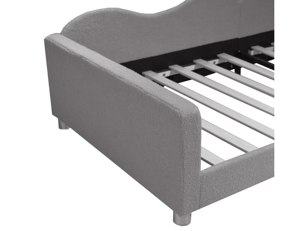 90x200cm daybed in bouclé fabric - with Nobellea slatted base - Grey NBVM29000