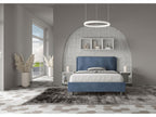 Double bed with upholstered slatted base 140x190 microfiber blue Boisona Large REZT46256