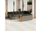 Garden furniture set with cushions, 14 pieces, grey woven resin EYYZ29858