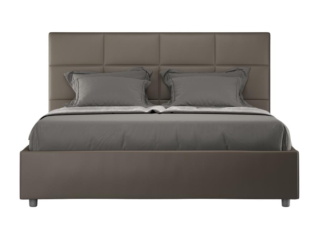 Boisona faux leather upholstered bed - Brown - 140x200 - Optional slatted base RZDA09636