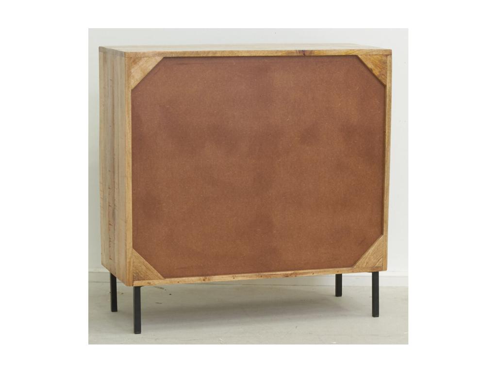 Boisona chest of drawers in natural and black-stained mango wood, 3 doors, 1 storage niche MTIX40747