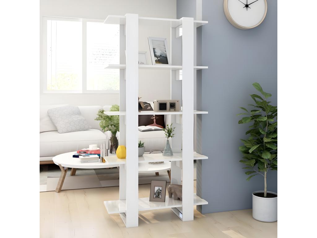 Bookshelf/Room Divider, Glossy White, 80x30x160 cm, JPYS56223