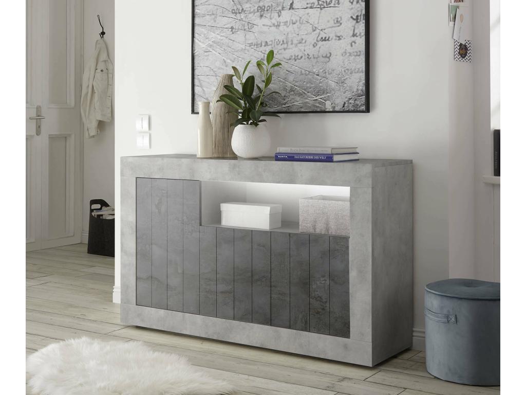 Sideboard, living room sideboard, kitchen pantry, Made in Italy, 138x42x86 cm, Cement and Slate, MNVE54500