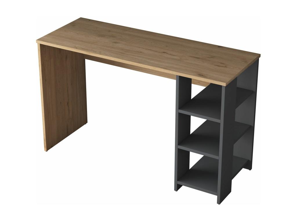 Boisona desk with shelf, 120cm wide, dark wood and anthracite, DKVC36030