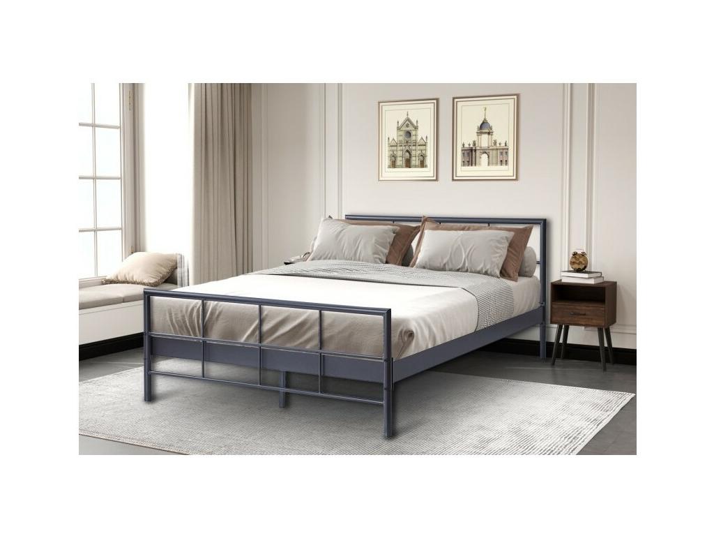 Boisona Metal Bed – 160x200 cm – Dark Grey – Robust and Elegant Design YSUB93047