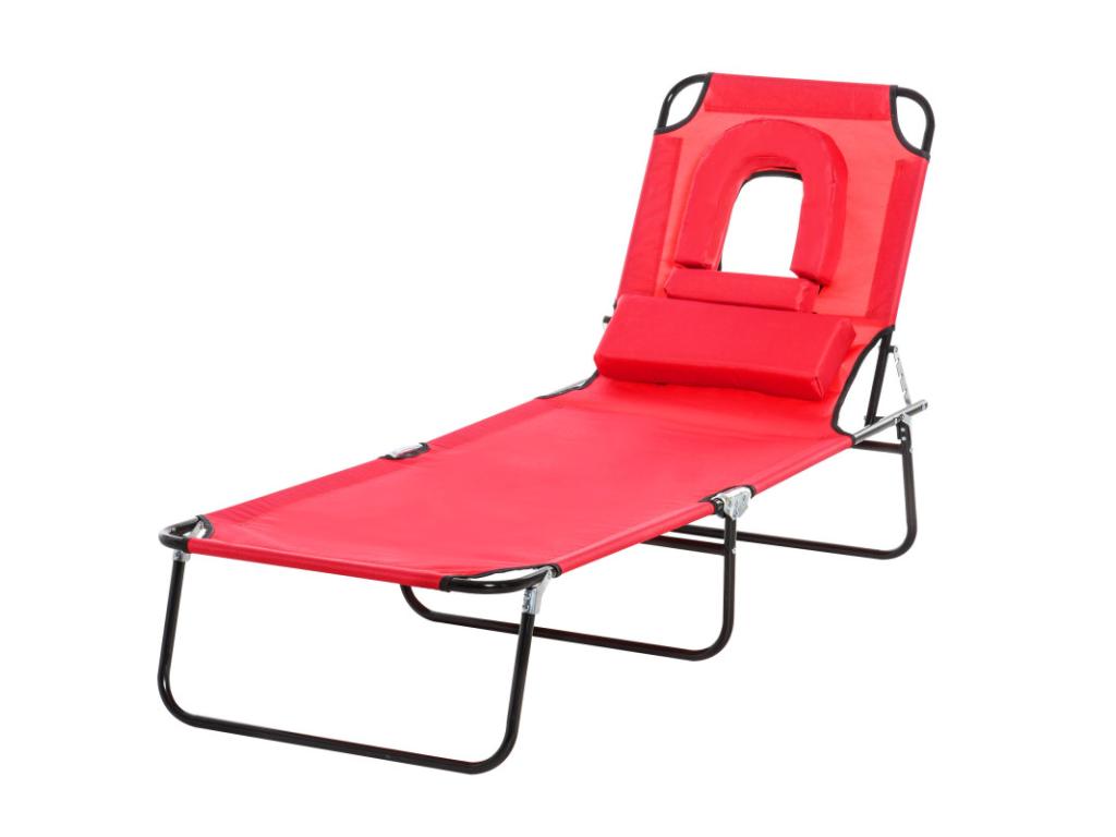 Boisona Red Folding Reclining Sun Lounger FGDI55011