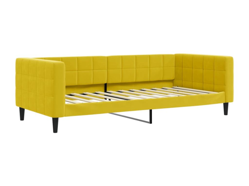 Daybed with pull-out bed and drawers, yellow, 90x200 cm, velvet, AKDR62032