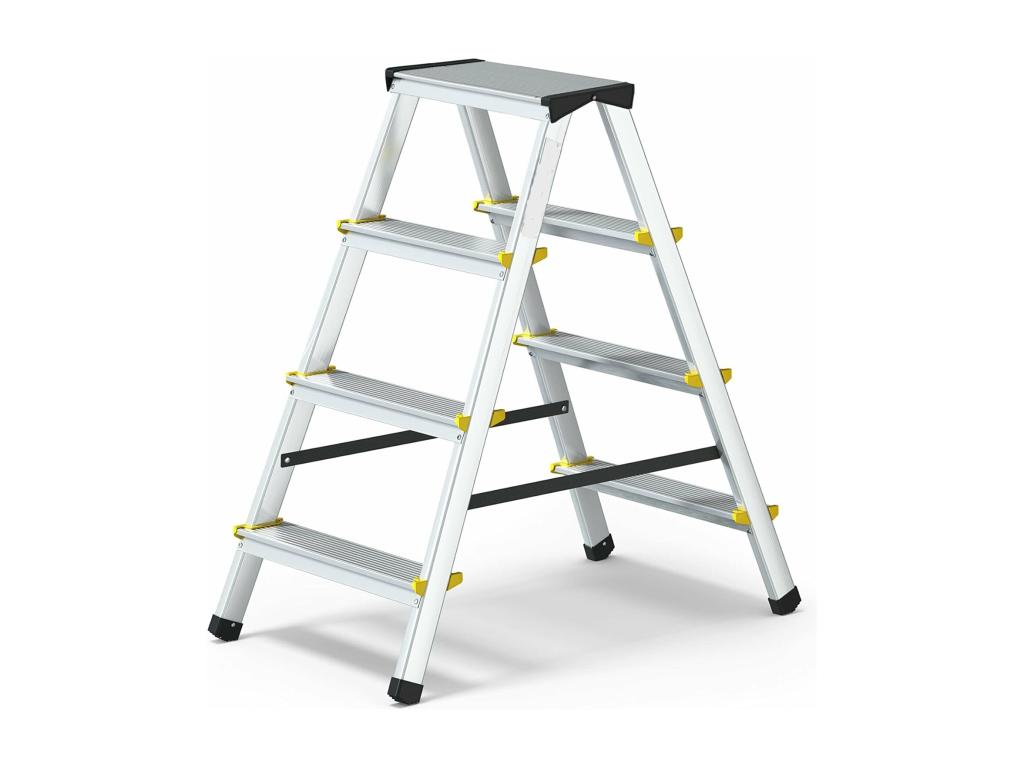 Aluminum ladder stool, 4 steps, 4x4, double-sided, 125 kg capacity, IFCZ42923