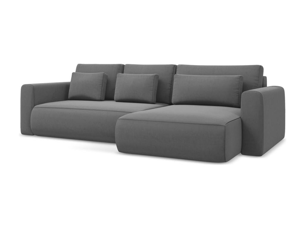 3-seater right-hand corner sofa bed in velvet - grey - Boisona LXYE08257