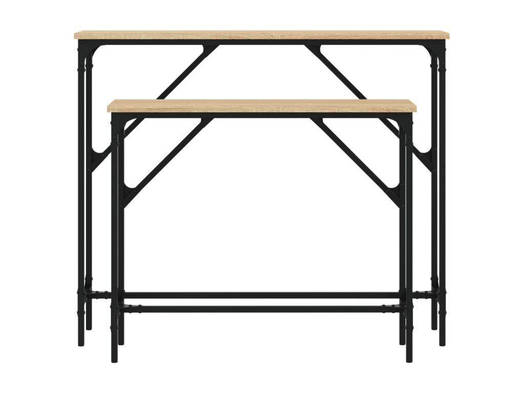 2-piece console tables, oak finish, Boisona engineered wood UIQS30690