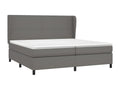 Upholstered bed base with mattress, Grey, 200x200 cm, Faux Leather, IWEN94947