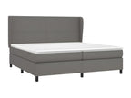 Upholstered bed base with mattress, Grey, 200x200 cm, Faux Leather, IWEN94947