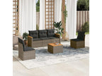 6-piece garden furniture set with grey resin wicker cushions IKWU19743
