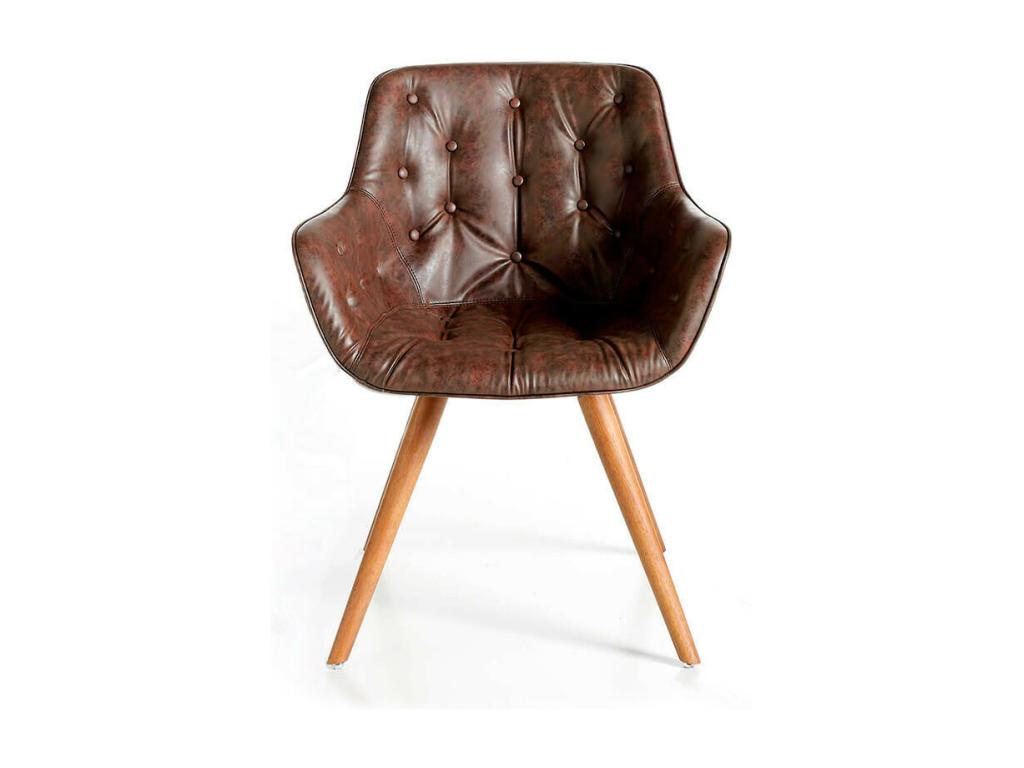 Boisona designer chair in solid ash wood and tufted faux leather - Set of 2 - Boisona 68 Dark Blue QULE78990