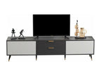 Grey and white TV stand - 2 drawers, 2 doors, 115cm diameter x 17.5cm high, WDTQ26543