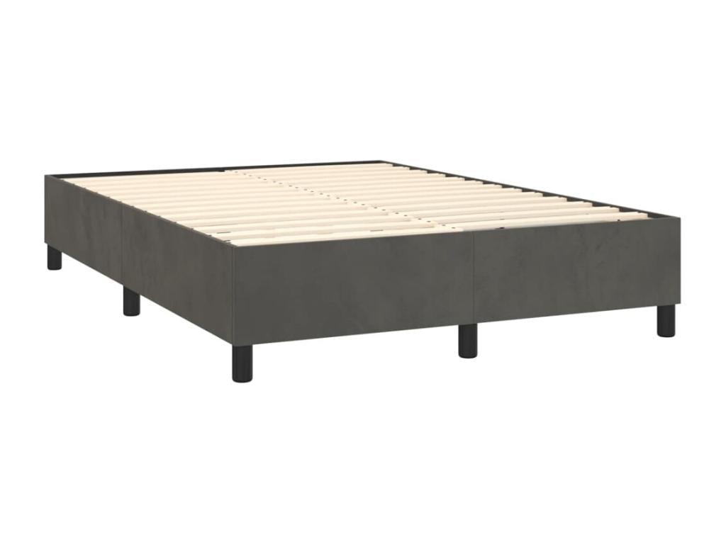 Upholstered bed base and mattress, Dark Grey, 140x190cm, Velvet, GOFK17199