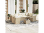 Garden furniture set with cushions, 10 pieces, beige woven resin HJTA67398