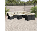 12-piece garden furniture set with cushions, black woven resin TNDY40326