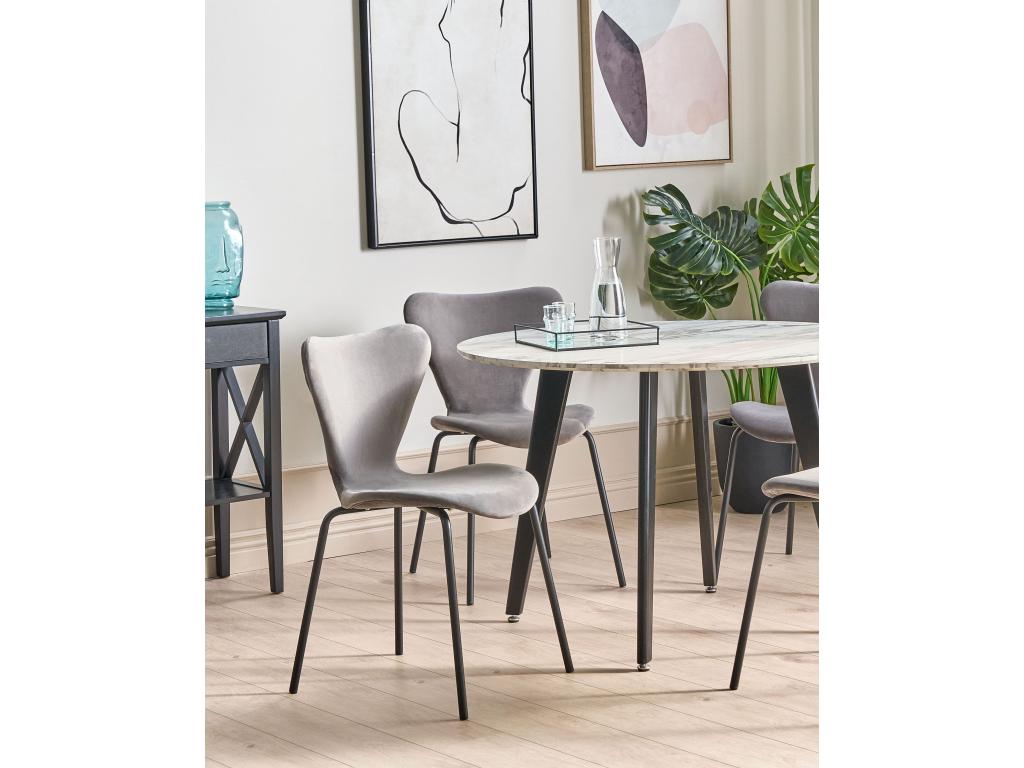 Set of 2 Nobellea dining chairs, light grey velvet, IZDU82107