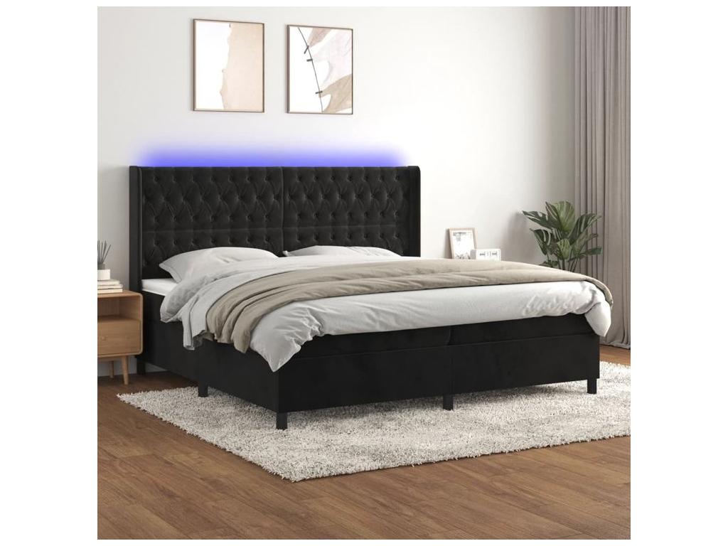 Nobellea bed base with mattress and LED, Black 200x200 Velvet VVUR31621