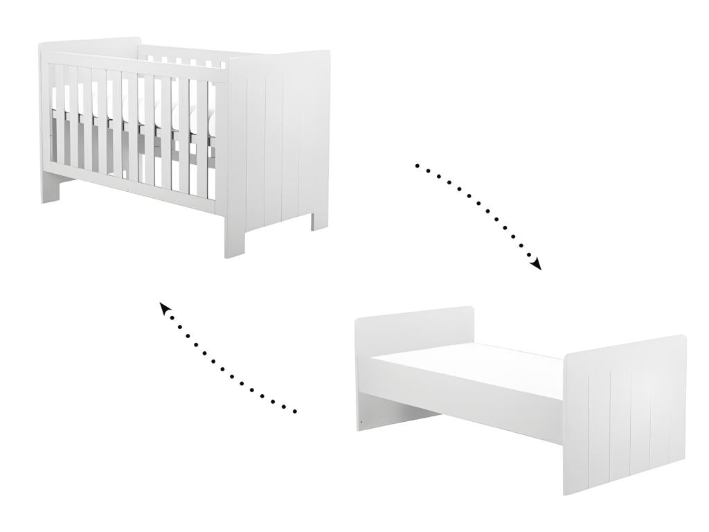 Nobellea White Convertible Baby Cot and Changing Table MXYJ45387