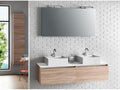 Boisona bathroom vanity unit with 2 drawers, light wood finish and illuminated mirror, L 140cm WEZZ07431
