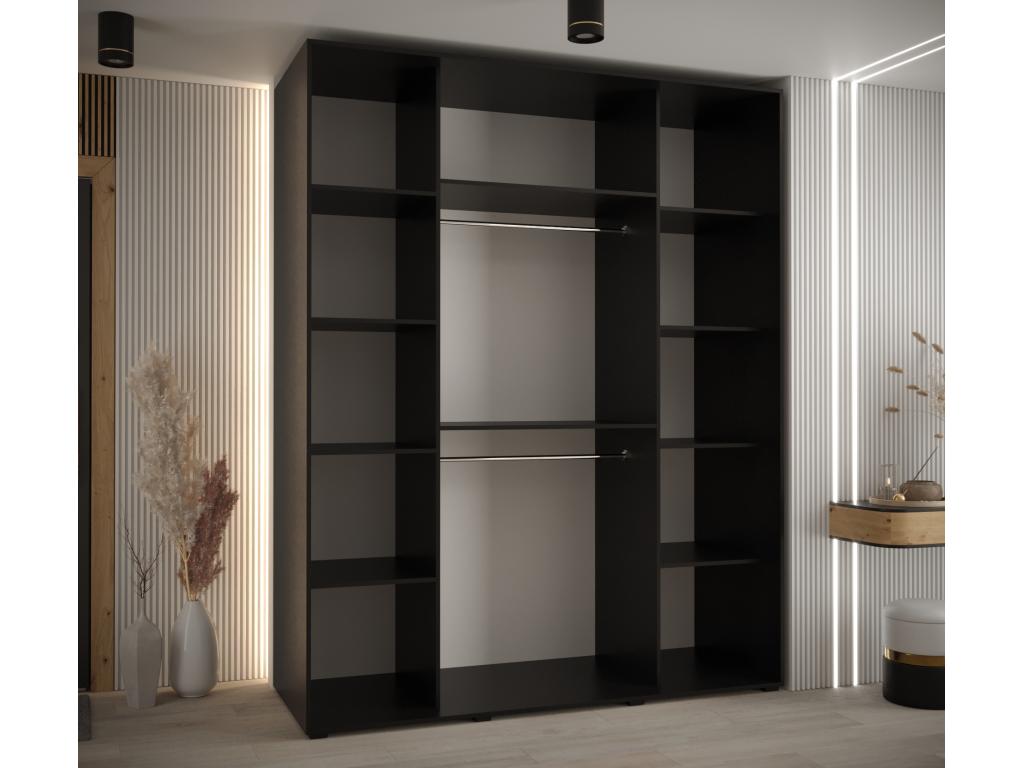 Boisona 4 Sliding Door Wardrobe 235.2/190/60 3 Doors Black/White/Gold HFIM85201