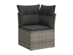 7-piece garden furniture set with cushions, grey woven resin UVWR00030
