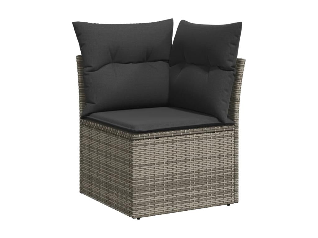 7-piece garden furniture set with cushions, grey woven resin UVWR00030