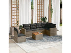 Garden furniture set with cushions, 7 pieces, grey woven resin DQFK98592