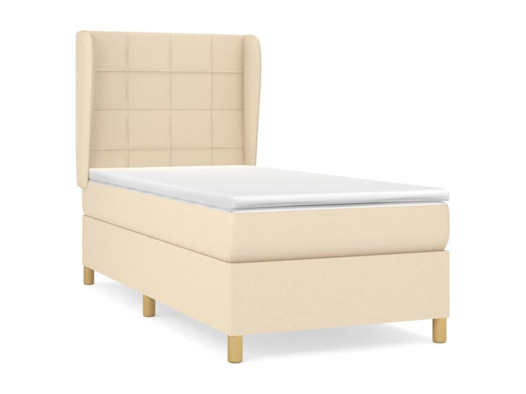 Upholstered bed base with mattress, Cream, 100x200 cm, Fabric CIGI36505