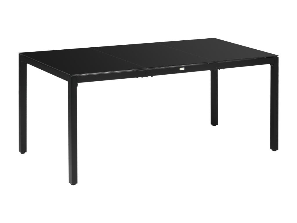 Rectangular garden table for 8 people, dimensions: 180L x 80W x 72H cm, aluminum with black tempered glass top, UJBS98673