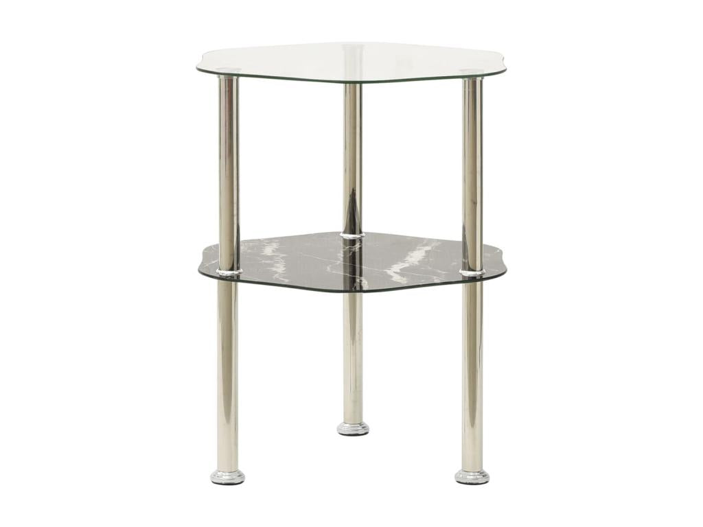 Transparent and black side table 38x38x50 Tempered glass 4 FZYP98057