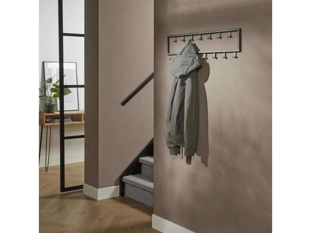 Industrial metal wall-mounted coat rack with 15 hooks OGNR73385