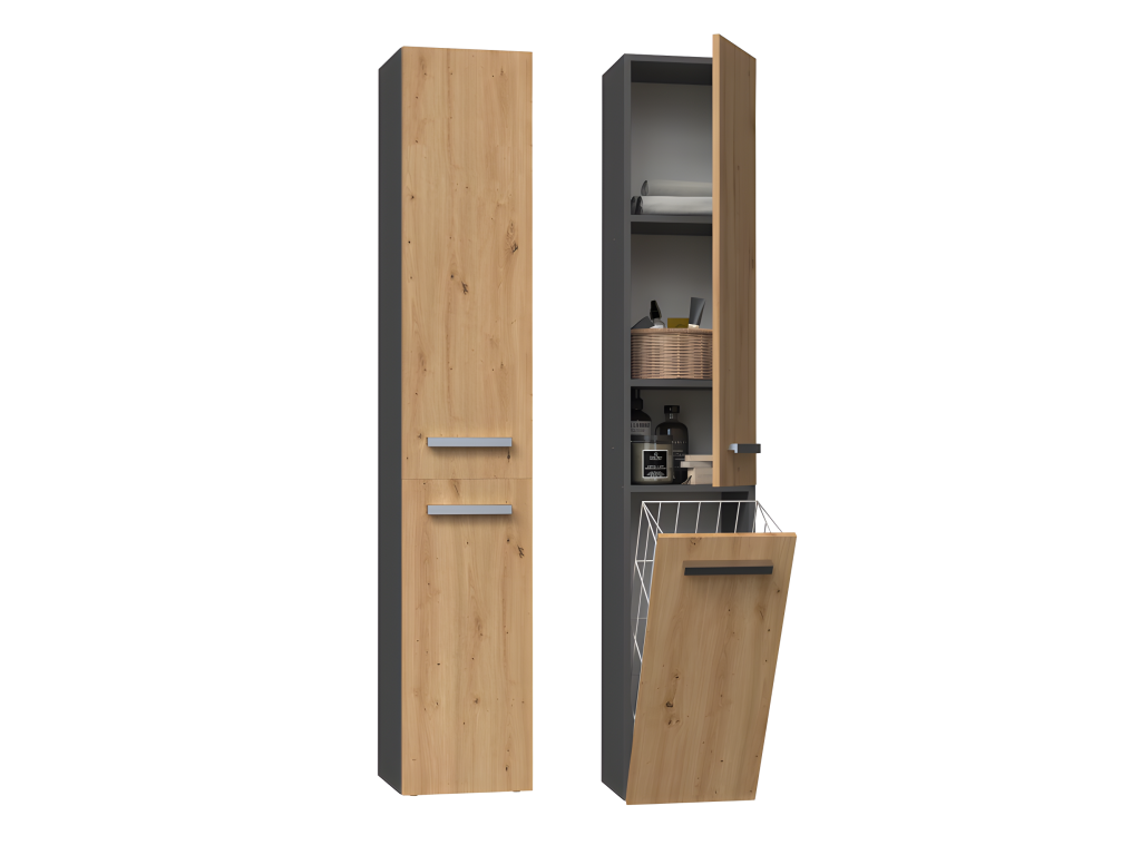 Boisonaère wall-mounted cabinet with large mirror - 6 double hooks - Shelf - Entryway furniture - 85x82x15cm KBEX90706
