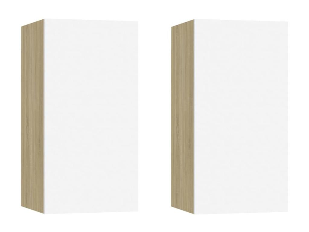 2-piece TV unit, white and oak, Boisona engineered wood, GREF11277