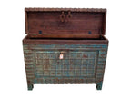 Wooden and blue metal chest 132x44x90h DSOD10535