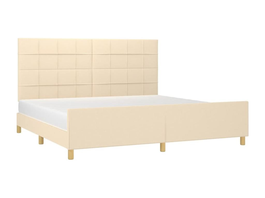 Bed frame without mattress, cream color, 200x200 cm, fabric, YZNF38645
