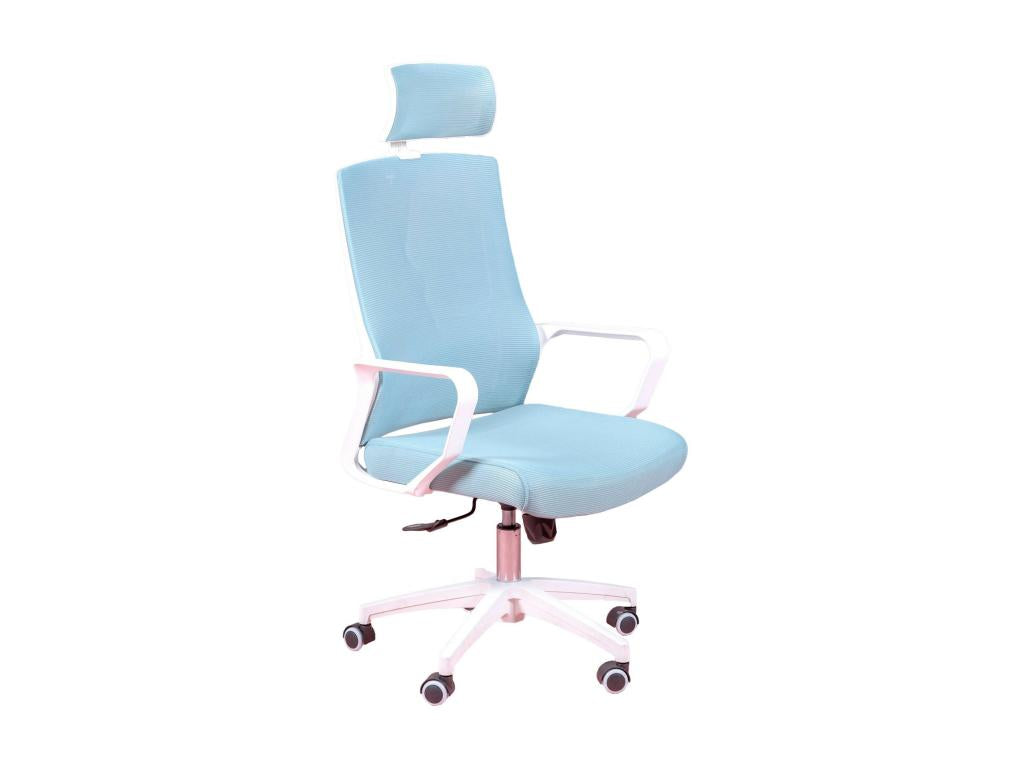 Ergonomic office chair in breathable mesh with adjustable headrest - Mesh - Blue POMM39556