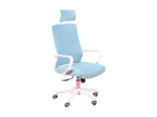 Ergonomic office chair in breathable mesh with adjustable headrest - Mesh - Blue POMM39556