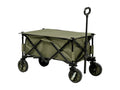 Folding garden trolley with 4 wheels - removable cover, adjustable telescopic handle, 5 storage pockets - steel, polyester, khaki EQZE70294