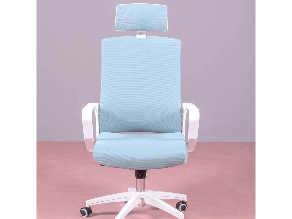 Ergonomic office chair in breathable mesh with adjustable headrest - Mesh - Blue POMM39556