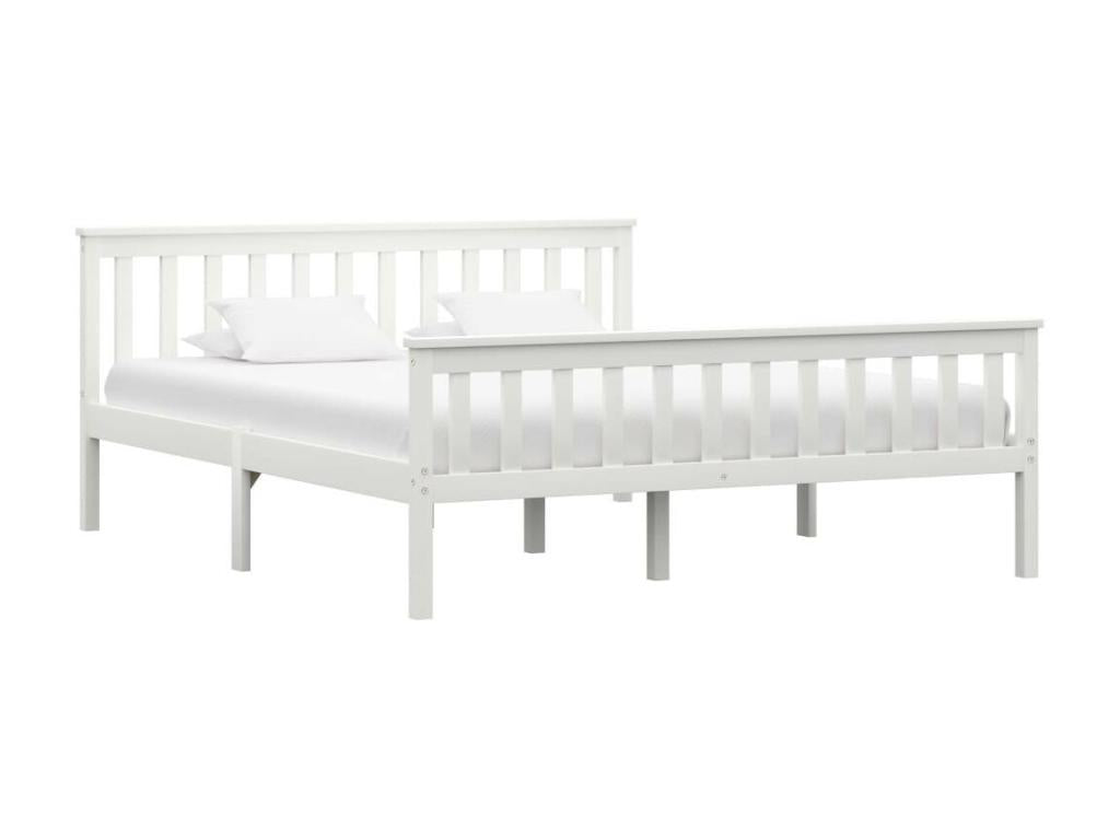 White Bed Solid Pine Wood 160x200 3 FWJS91251