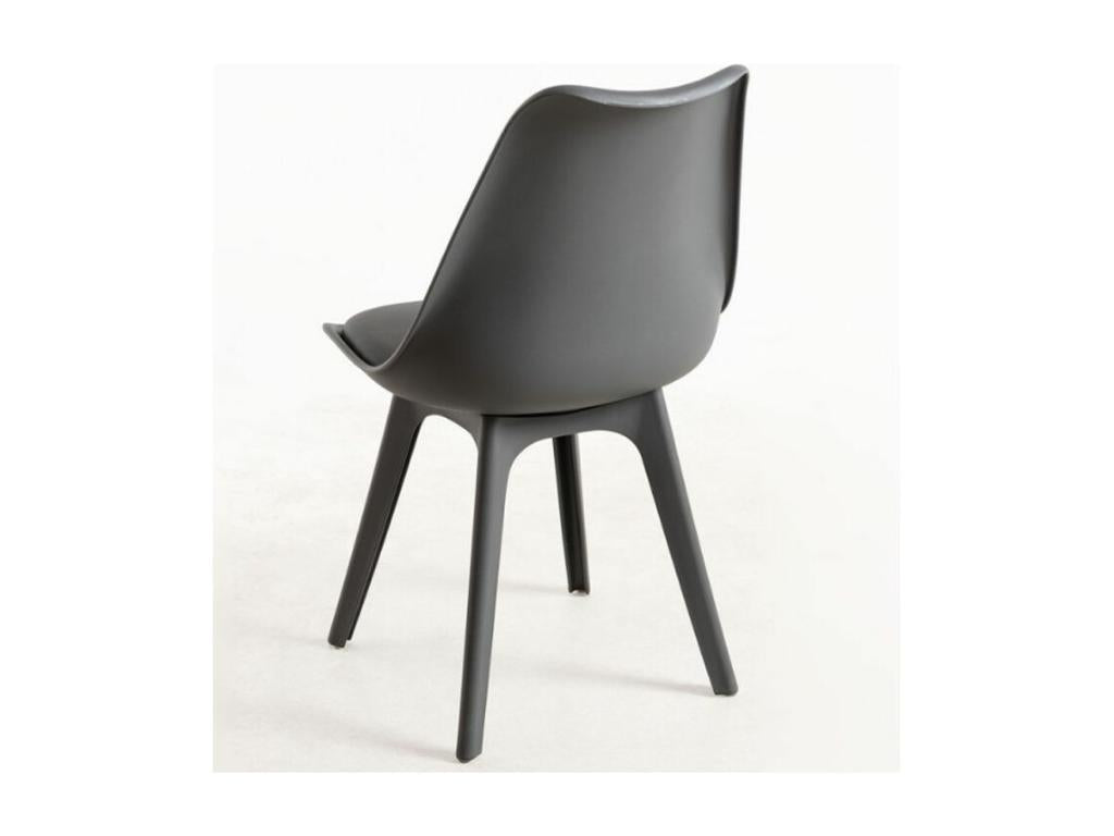 Boisona modern polypropylene chair with dark grey faux leather seat cushion - Set of 2 IGTV22810