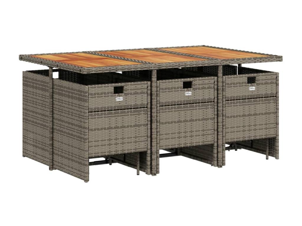 11-piece garden dining set with grey poly rattan cushions CPHS99913